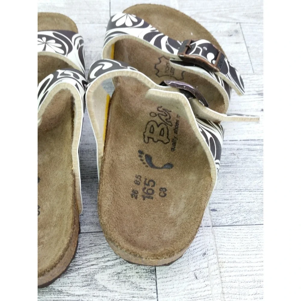 Birkenstock Girls‎ Salina Sandals Brown White Birkis Shoes Size EU 26 US 8 Kids